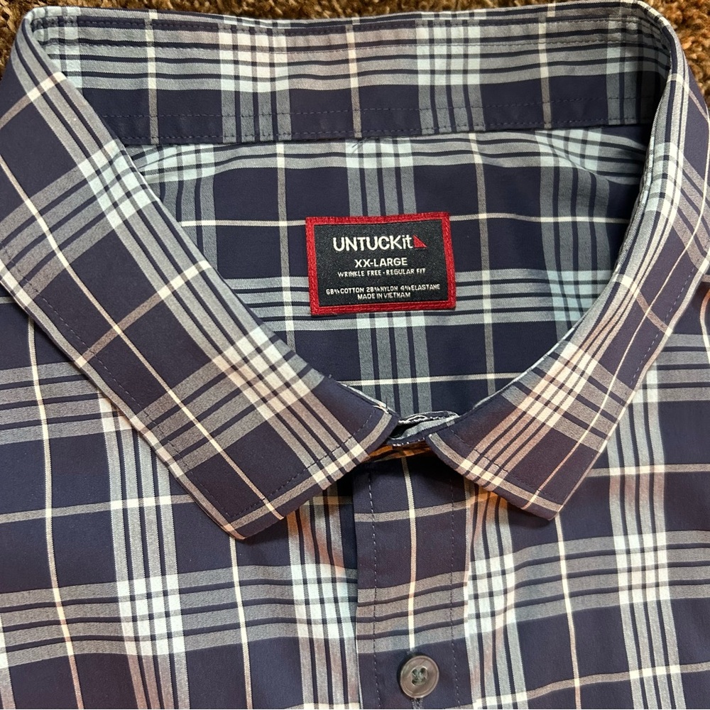 UNTUCKit Summer 2025 "CottonTek" Plaid Button Up Shirt - XXL Regular Fit